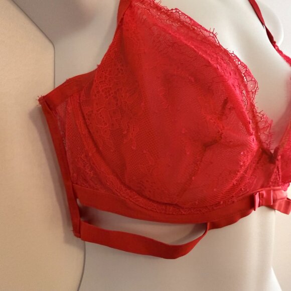 NWOT Victoria’s Secret Very Sexy Lace Strappy Bra 36DD Red Push Up Underwire - Picture 4 of 11